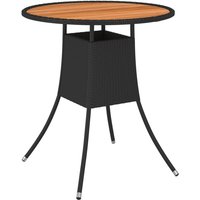 Garden Esstisch,Gartentisch Schwarz ø 70 cm Poly Rattan Massivholz Akazie vidaXL von BONNEVIE