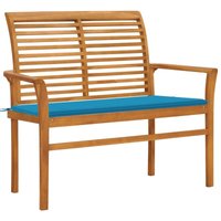 Gartenbank Ruhebank mit Blauer Auflage 112 cm Massivholz Teak vidaXL von BONNEVIE