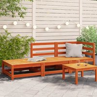 Gartensofa mit Fußhocker 2-Sitzer Wachsbraun Massivholz Kiefer Vidaxl von VIDAXL