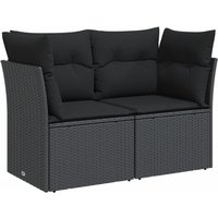 Gartensofa mit Kissen 2-Sitzer Schwarz Poly Rattan vidaXL364015 von BONNEVIE