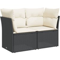 Gartensofa mit Kissen 2-Sitzer Schwarz Poly Rattan vidaXL von VIDAXL