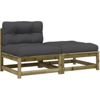 Gartensofa ohne Armlehnen mit Kissen und Hocker vidaXL695350 von BONNEVIE