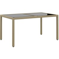 Gartentisch,Terrassentisch 150x90x75 cm Hartglas und Poly Rattan Beige vidaXL von BONNEVIE