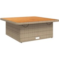 Gartentisch Beige 110x110x71 cm Poly Rattan und Akazienholz vidaXL536185 von BONNEVIE