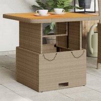 Gartentisch Beige 80x80x71 cm Poly Rattan und Akazienholz - Vidaxl von VIDAXL