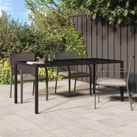 Gartentisch Esstisch - Balkontisch Braun 190x90x75 cm Gehärtetes Glas und Poly Rattan BV840483 Bonnevie von BONNEVIE