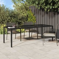 Bonnevie - Gartentisch Esstisch - Balkontisch Schwarz 250x100x75 cm Gehärtetes Glas Poly Rattan BV726156 von BONNEVIE