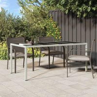 Gartentisch Esstisch - Balkontisch Weiß 190x90x75 cm Hartglas und Poly Rattan BV843280 Bonnevie von BONNEVIE