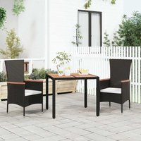 Jinlefu - vidaXL Gartentisch mit Holzplatte Schwarz Poly Rattan & Akazienholz Jinlefu - vidaXL Gartentisch mit Holzplatte Schwarz Poly Rattan & Akazienholz von JINLEFU