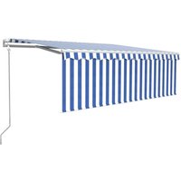 Gelenkarmmarkise，Windfest Sonnenmarkise Automatisch mit Jalousie 4,5x3 m Blau und Weiß vidaXL von BONNEVIE