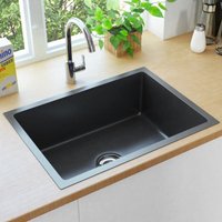 Bonnevie - Handgemachte Einbauspüle Küchenspüle Waschbecken - mit Sieb Schwarz Edelstahl BV763132 von BONNEVIE