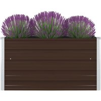 Bonnevie - Hochbeet,Blumenkasten,Pflanzkasten Balkon, Terrasse, Garten 100 x 100 x 45 cm Verzinkter Stahl Braun VMEC774418 von BONNEVIE