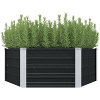 Bonnevie - Hochbeet,Blumenkasten,Pflanzkasten Balkon, Terrasse, Garten Anthrazit 129 x 129 x 45 cm Verzinkter Stahl VMEC800675 von BONNEVIE