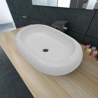 Bonnevie - Keramik Waschbecken Aufsatzwaschbecken - Waschtisch Oval Weiß 63 x 42 cm BV383718 von BONNEVIE