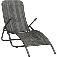 Klappbare Sonnenliege,Liegestuhl,Gartenliege Poly Rattan Grau VEIN563922 von BONNEVIE