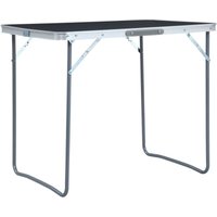 Bonnevie - Klappbarer Campingtisch Gartentisch - Reisetisch mit Metallrahmen 80 x 60 cm Grau BV588808 von BONNEVIE