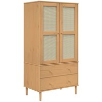 Bonnevie - Kleiderschrank senja Rattan-Optik Braun 90x55x175cm Kiefernholz vidaXL27023 von BONNEVIE