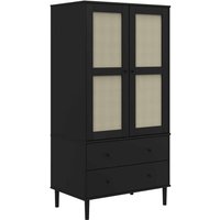 Bonnevie - Kleiderschrank senja Rattan-Optik Schwarz 90x55x175 cm vidaXL24946 von BONNEVIE