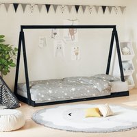 Komfortables Kinderbett Einzelbett im Zimmer Schwarz 90x200 cm Massivholz Kiefer -BVE43907 von BONNEVIE