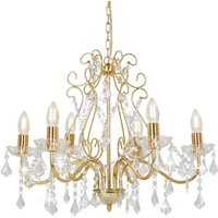 Kronleuchter mit Kristallperlen Golden Rund 6×E14 CFW628059 von BONNEVIE