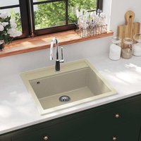 Bonnevie - Küchenspüle Granitspüle Einzelbecken Waschbecken - Beige BV517367 von BONNEVIE