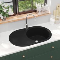 Bonnevie - Küchenspüle Granitspüle Einzelbecken Waschbecken - Oval Schwarz BV899798 von BONNEVIE