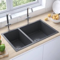 Bonnevie - Küchenspüle Waschbecken Einzelbecken - Schwarz Edelstahl BV838553 von BONNEVIE