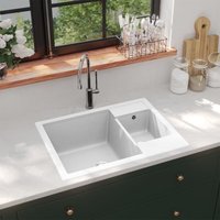 Bonnevie - Küchenspüle Waschbecken Einzelbecken - mit Überlauf Doppelbecken Weiß Granit BV165025 von BONNEVIE