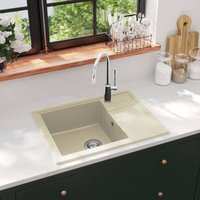 Bonnevie - Küchenspüle Waschbecken Einzelbecken - mit Überlauf Oval Beige Granit BV523478 von BONNEVIE