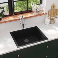 Bonnevie - Küchenspüle Waschbecken Einzelbecken - mit Überlauf Schwarz Granit BV795326 von BONNEVIE