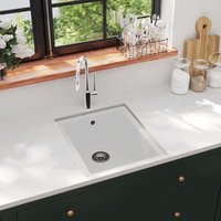 Bonnevie - Küchenspüle Waschbecken Einzelbecken - mit Überlauf Weiß Granit BV969517 von BONNEVIE