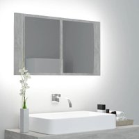 LED-Bad-Hängeschränke - Badezimmer Spiegelschrank Betongrau 80x12x45 cm Acryl -BNC17343 - Grau von BONNEVIE