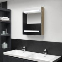 LED-Bad-Spiegelschrank，Bad Hängeschrank Weiß und Eichen-Optik 50x14x60 cm vidaXL von BONNEVIE