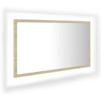 LED-Badspiegel,Wandspiegel Sonoma-Eiche 80x8,5x37 cm Acryl vidaXL von BONNEVIE