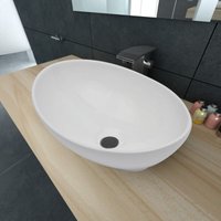 Bonnevie - Luxus Keramik Waschbecken Aufsatzwaschbecken Waschtisch - Oval Weiß 40 x 33 cm BV729598 von BONNEVIE