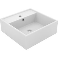 Luxus-Waschbecken Aufsatzwaschbecken - Waschtisch Überlauf Quadratisch Matt Weiß 41x41 cm BV842429 - BonneVie von BONNEVIE