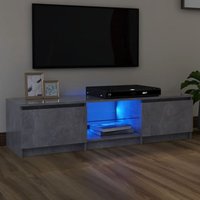 Moderne TV-Möbel, TV-Lowboard mit LED-Leuchten, TV-Schrank für das Wohnzimmer Betongrau 140x40x35,5 cm -FV88563 - Grau von BONNEVIE