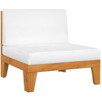 Modular-Mittelsofa Gartensofa - Couch Gartenmöbel mit Cremeweißen Kissen Akazie Massivholz BV944369 - BonneVie von BONNEVIE