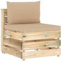 Bonnevie - Modulares Mittelsofa mit Kissen,Gartensofa Grün Imprägniertes Holz vidaXL von BONNEVIE