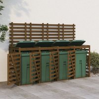 Mülltonnenbox für 4 Tonnen Honigbraun Massivholz Kiefer vidaXL470883 von BONNEVIE