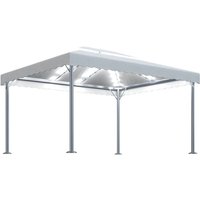 Pavillon Familienzelt mit LED-Lichterkette 400x300 cm Cremeweiß Aluminium vidaXL von BONNEVIE