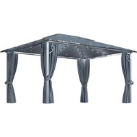 Pavillon mit Vorhängen & LED-Lichterkette 4x3 m Anthrazit Alu Vidaxl von VIDAXL