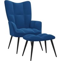 Bonnevie - Relaxsessel mit Hocker Blau Samt vidaXL40675 von BONNEVIE