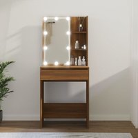 Bonnevie - Schminktisch Frisiertisch - Kosmetiktisch mit led Braun Eichen-Optik 60x40x140 cm BV594272 von BONNEVIE