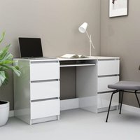 Bonnevie - Schreibtisch Computertisch - Bürotisch Hochglanz-Weiß 140x50x77 cm Holzwerkstoff BV929402 von BONNEVIE