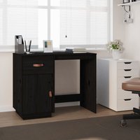 Schreibtisch Computertisch - Bürotisch Schwarz 95x50x75cm Massivholz Kiefer BV137601 Bonnevie von BONNEVIE