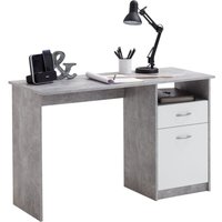 Schreibtisch Computertisch - Bürotisch mit 1 Schublade 123×50×76,5 cm Betongrau und Weiß BV991253 Bonnevie von BONNEVIE