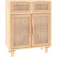 Sideboard Braun 60x30x75 cm Massivholz Kiefer und Natur-Rattan Vidaxl Braun von BONNEVIE