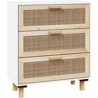 Sideboard,Kommode Weiß 60x30x70 cm Massivholz Kiefer und Natur-Rattan vidaXL von BONNEVIE