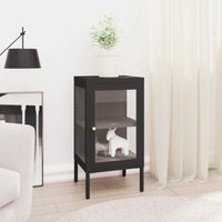 Bonnevie - Sideboard Kommode - Küchenschrank Schwarz 38x35x70 cm Stahl und Glas BV457357 von BONNEVIE